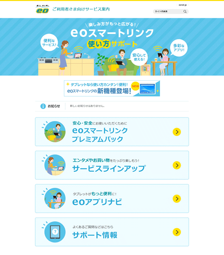 「eoスマートリンク 使い方サポート」が表示されます。