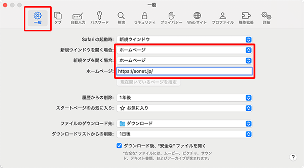 〔一般〕をクリックし、各項目を選択・入力します。