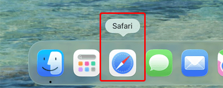 Safariを起動する場合は、「Dock」の中にある〔Safari〕のアイコンをクリックします。