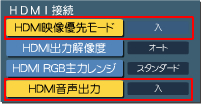 HDMI映像優先モード・HDMI音声出力