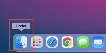デスクトップ画面上の〔Dock〕の中にある「Finder」のアイコンを押します。